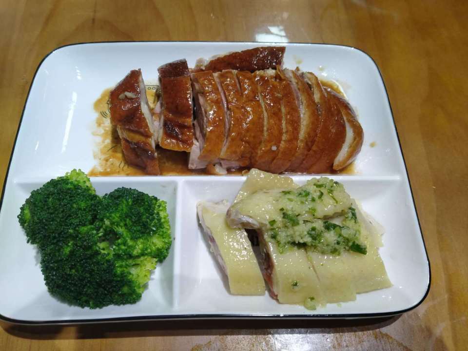 烧鸭拼白切鸡饭