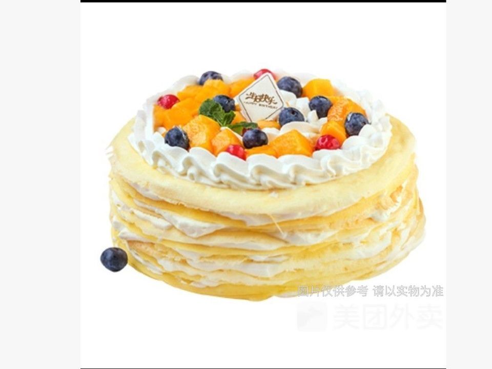 芒果裱花千层蛋糕图片