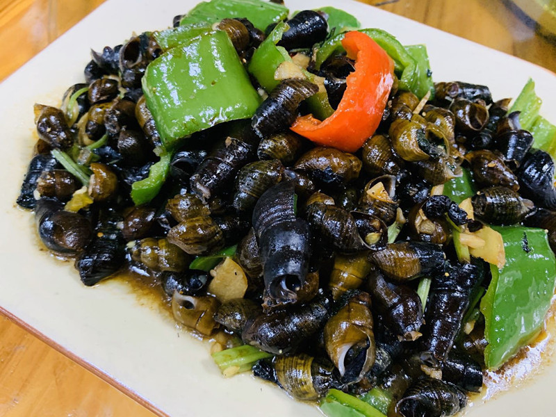 紫苏炒山坑螺图片