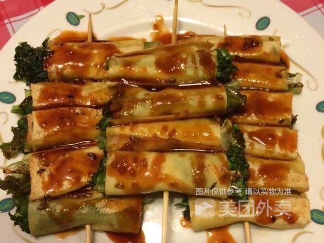 烤豆皮韭菜卷图片