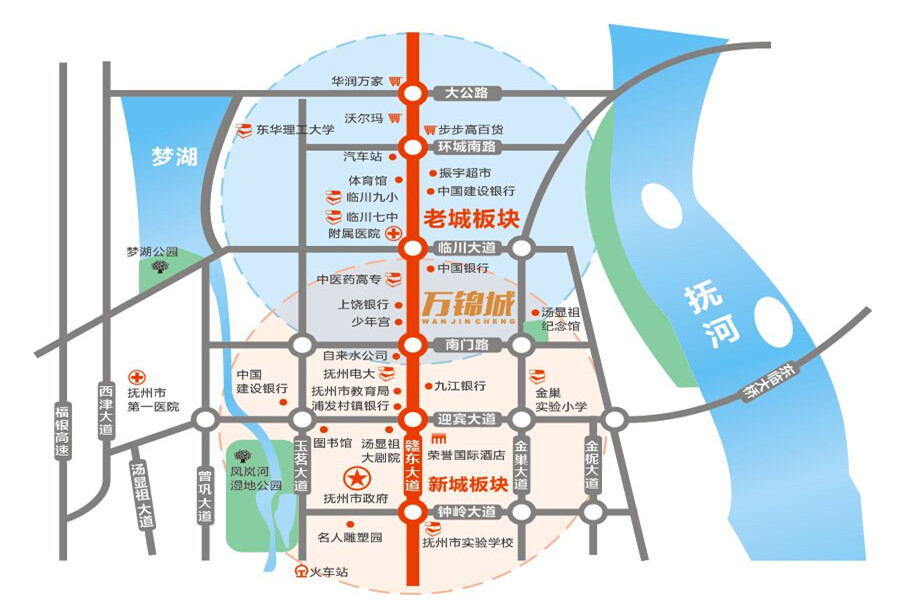 【抚州万锦城】地址,电话,路线,周边设施_360地图