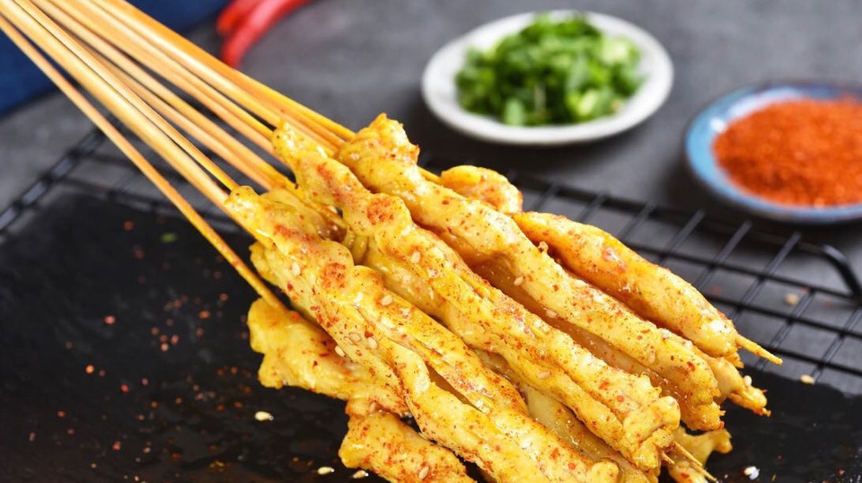 咖喱鸡肉串图片