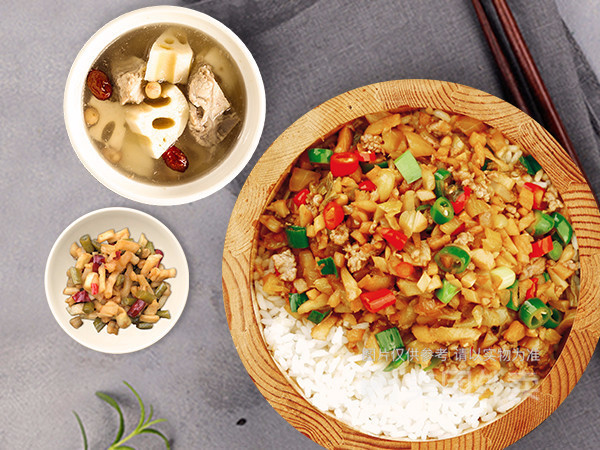 酸菜小笋肉沫饭图片