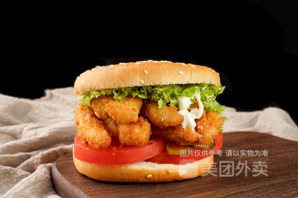 香辣鸡柳汉堡图片