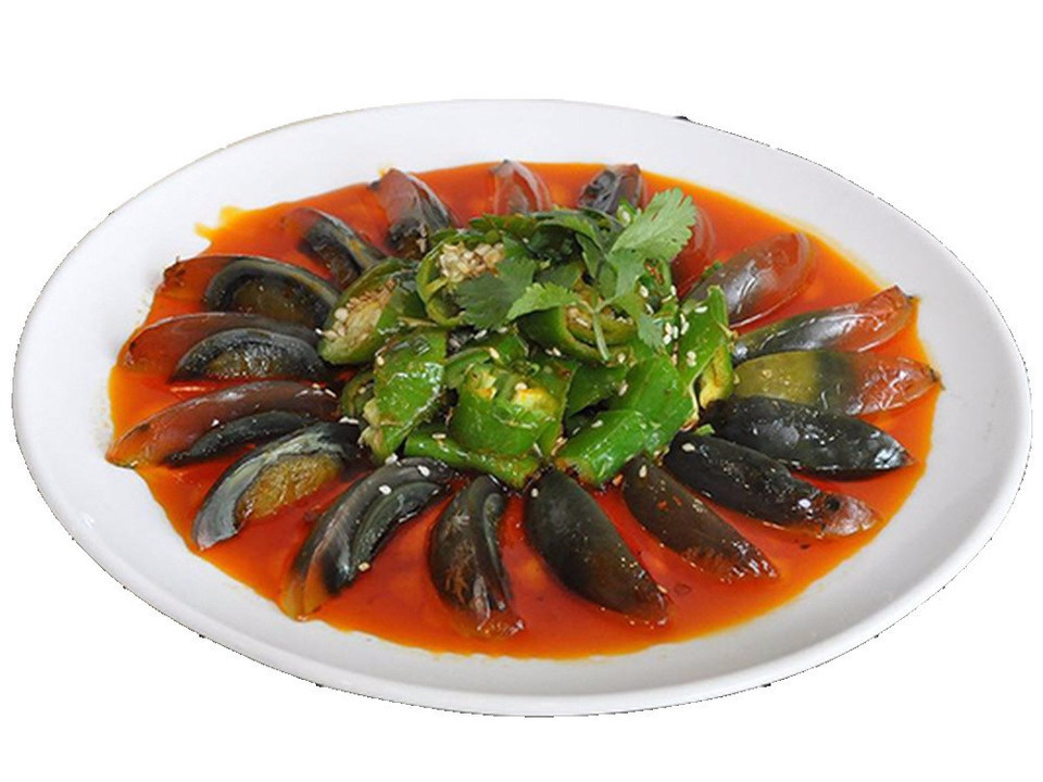 烧辣椒拌皮蛋图片