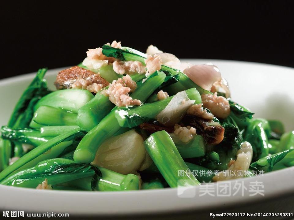 菜心炒肉片饭图片