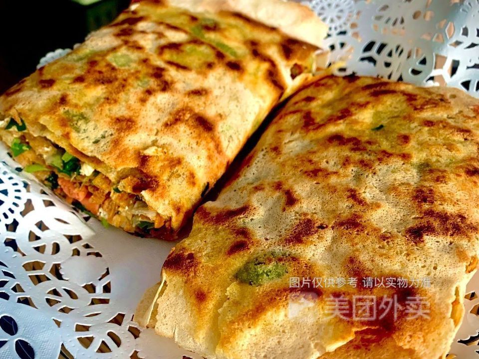 火腿菜煎饼图片