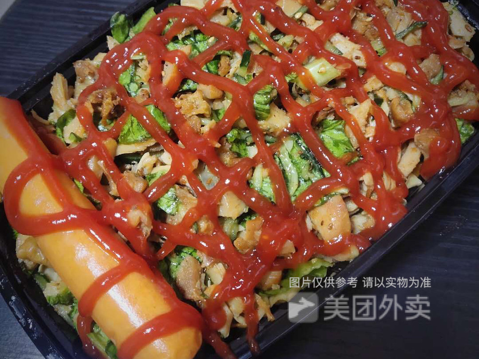 脆皮鸡烤肉双拼饭图片
