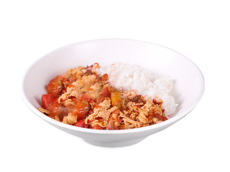 西辣蛋盖浇饭酸辣土豆丝盖浇饭推荐菜:川香寓饭馆位于吐鲁番市高昌区