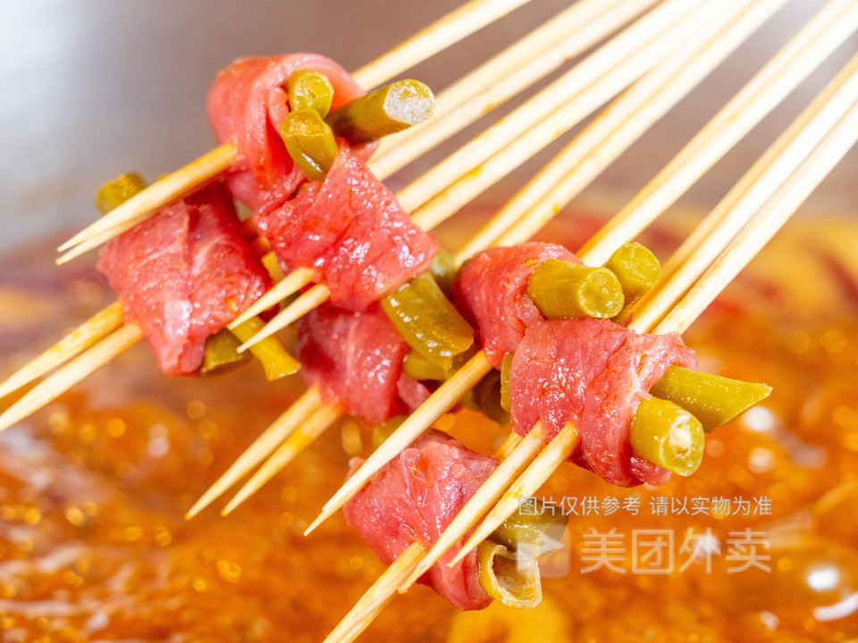 酸豆角牛肉串串图片