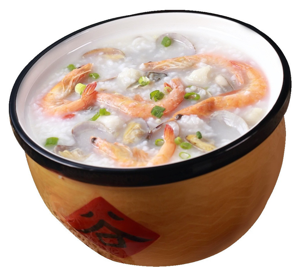 海鲜汤粉脆鲩粥推荐菜:潮汕鱼粥位于惠州市小金口乌石消费品综合市场