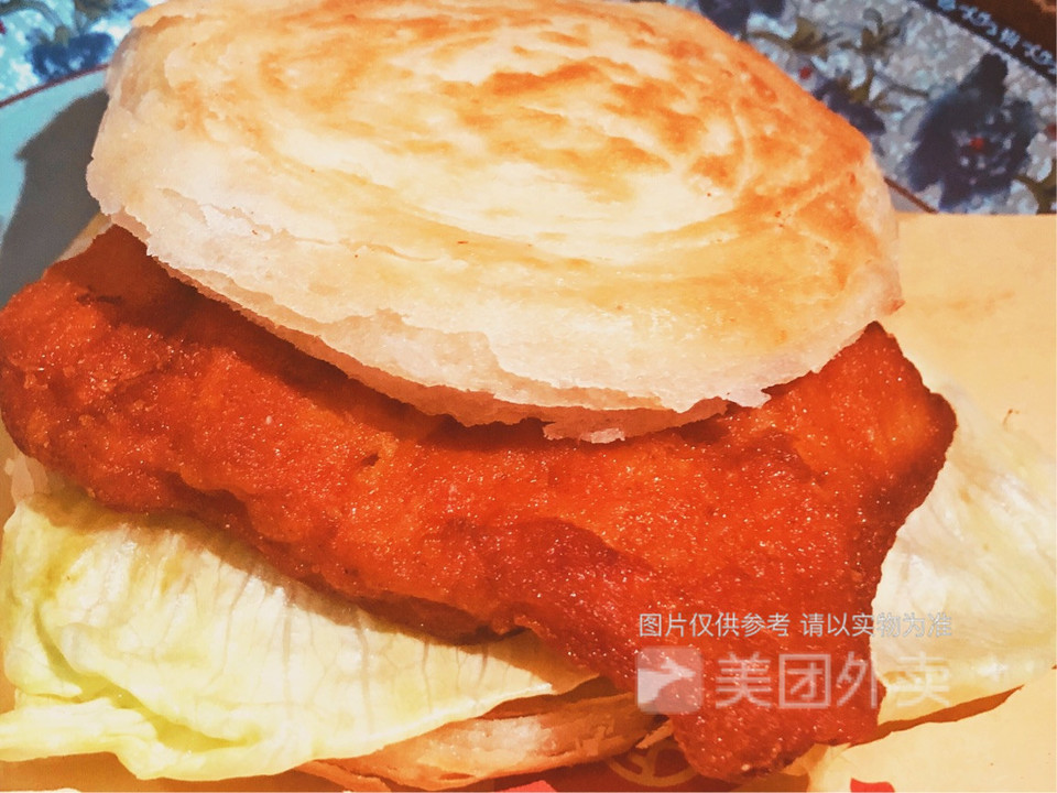 烧饼夹奥尔良鸡排图片