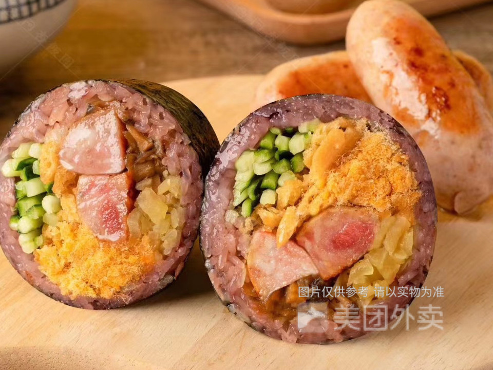 火山石烤肠饭团图片