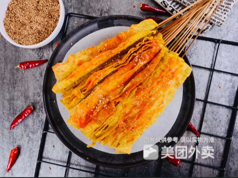 小把串炸豆皮图片