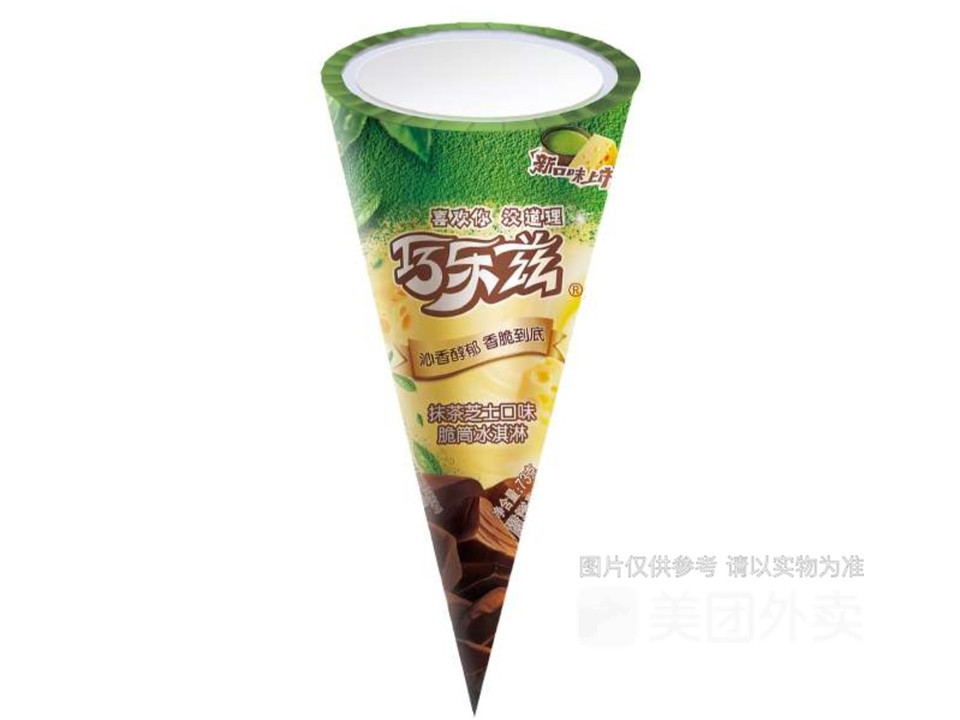巧乐兹抹茶芝士口味脆筒冰淇淋图片