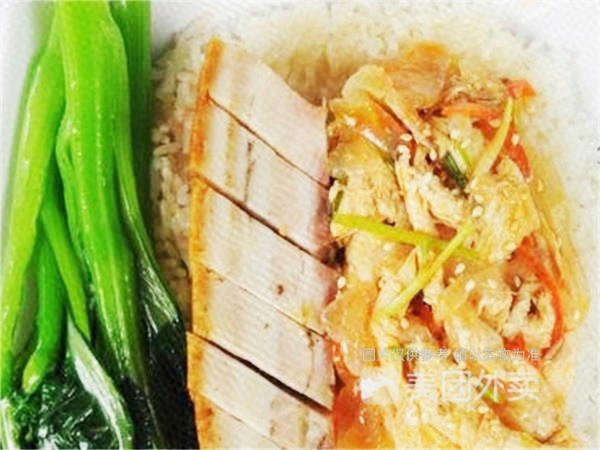 手撕鸡拼叉烧饭推荐菜:洲心烧肉(金满店)位于广州市兴达街52号首层