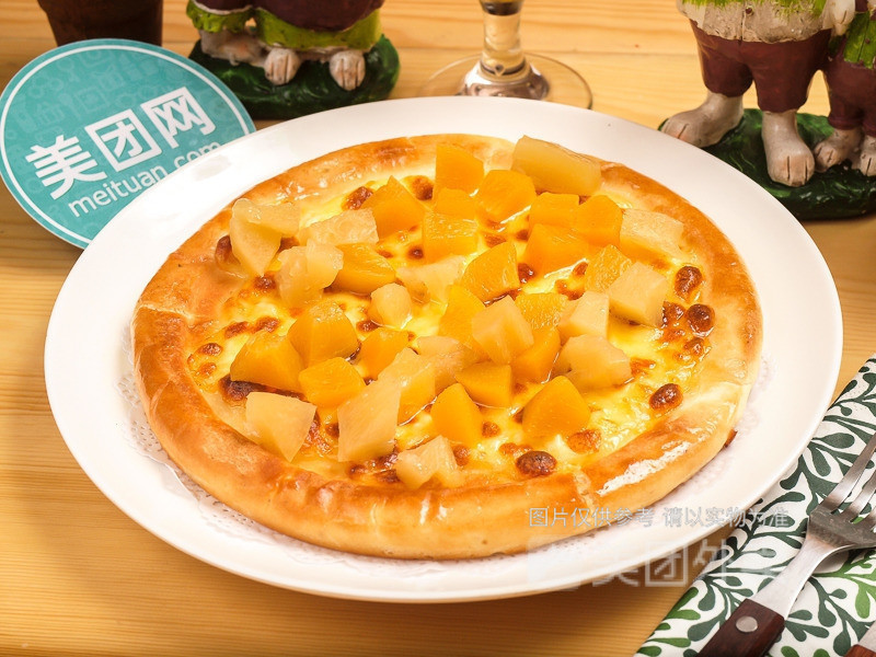 黄桃水果披萨图片