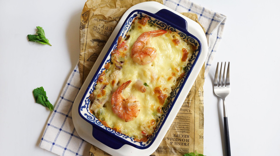 芝士海鲜焗饭图片