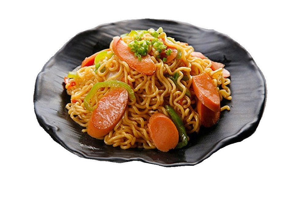 火腿鸡蛋炒方便面图片