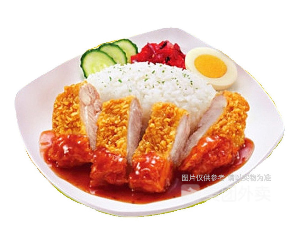 香酥鸡排饭图片