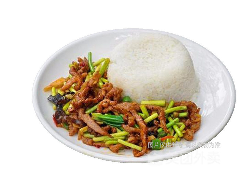 蒜苔肉丝盖饭图片