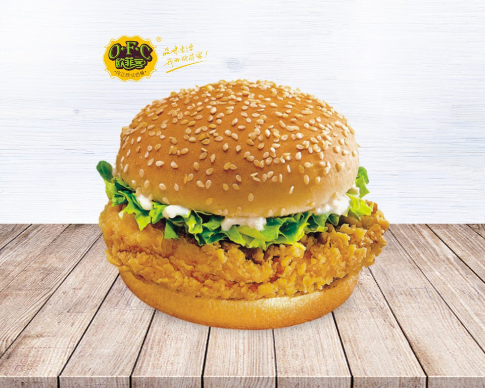 香辣鸡腿汉堡图片