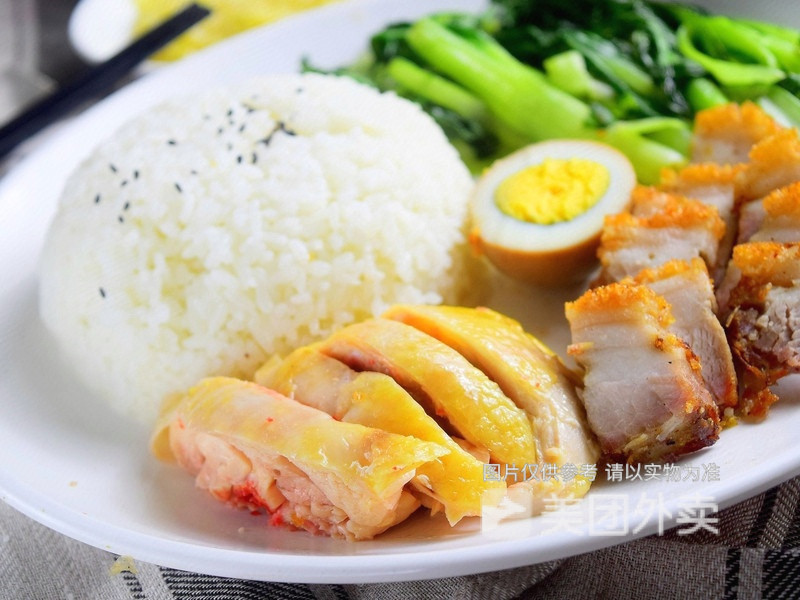 烧鸭拼白切鸡饭图片