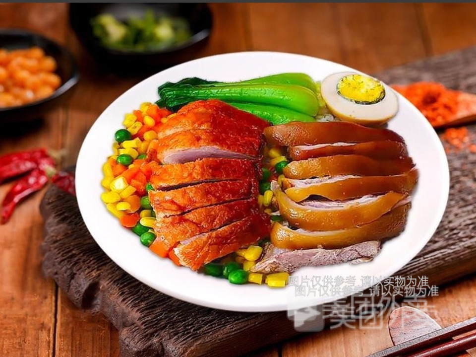 猪脚烧鹅双拼饭图片