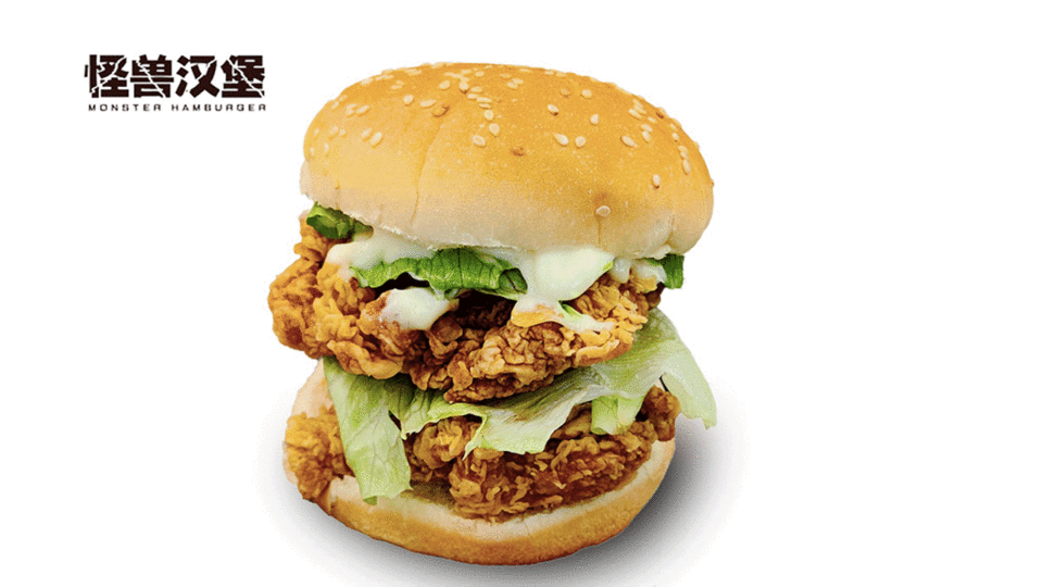 双层怪兽香辣鸡腿堡图片