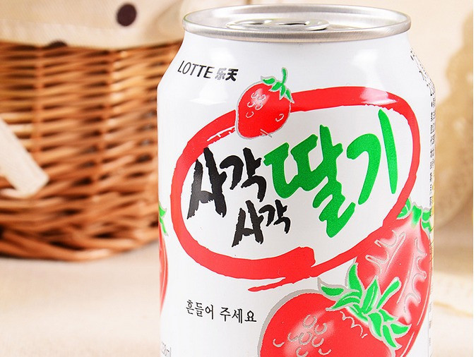 韩国进口乐天lotte粒粒草莓汁饮料图片