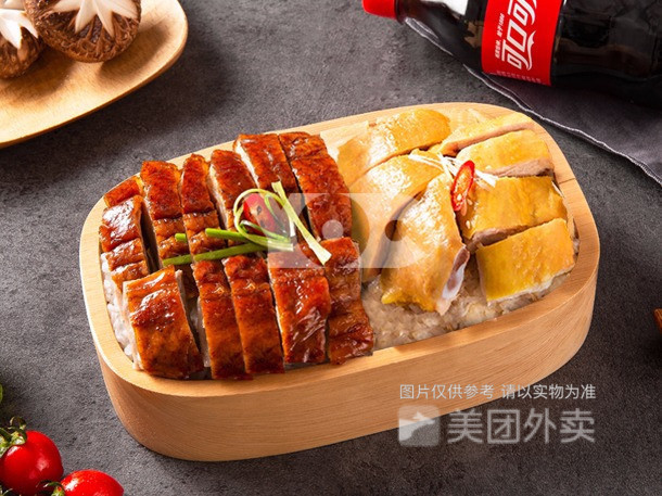 烧鸭拼盐焗鸡饭图片