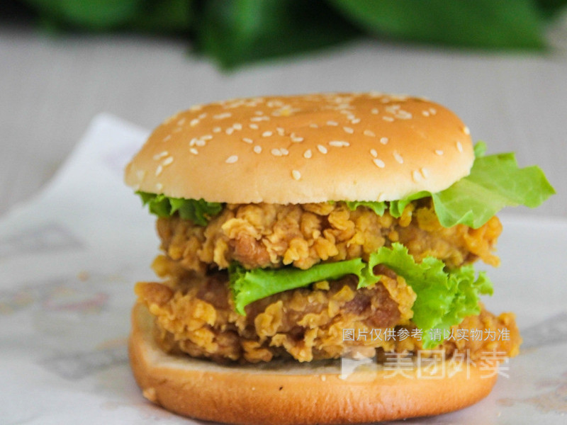 鸡排双层汉堡图片