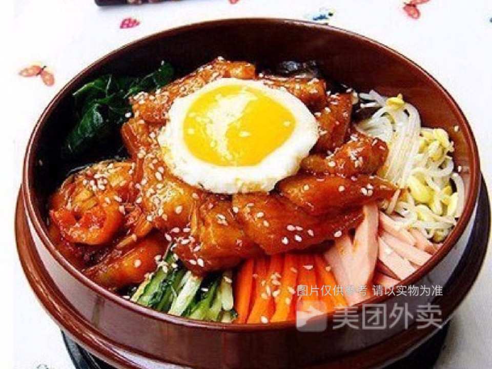招牌照烧鸡腿排石锅拌饭图片
