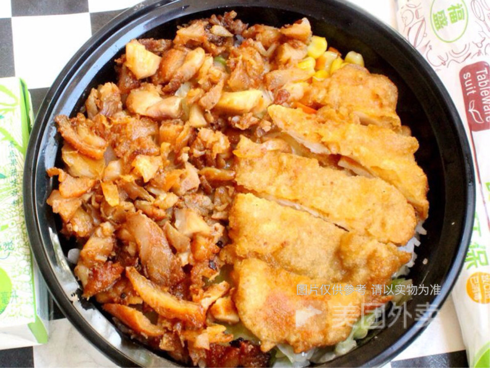 蜜汁烤肉鸡排饭饮料图片