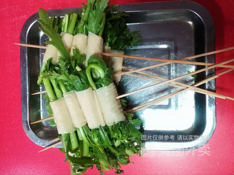 豆皮卷茼蒿图片