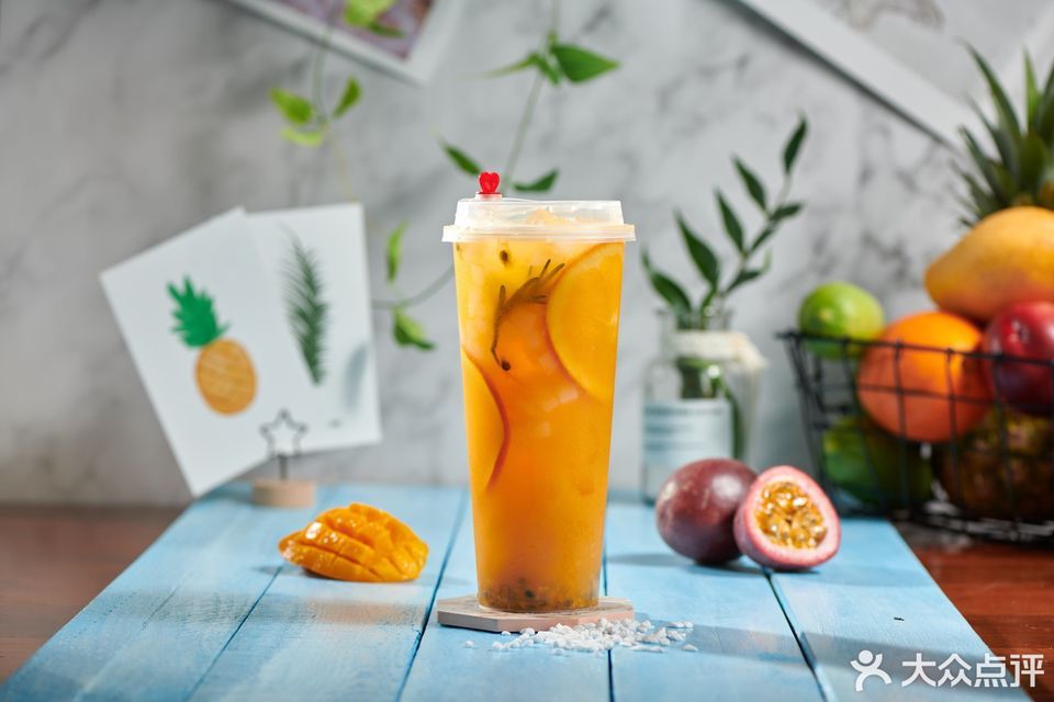 芒果百香水果茶图片