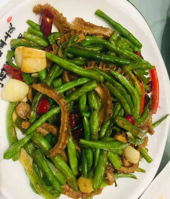 四季豆炒牛肚图片