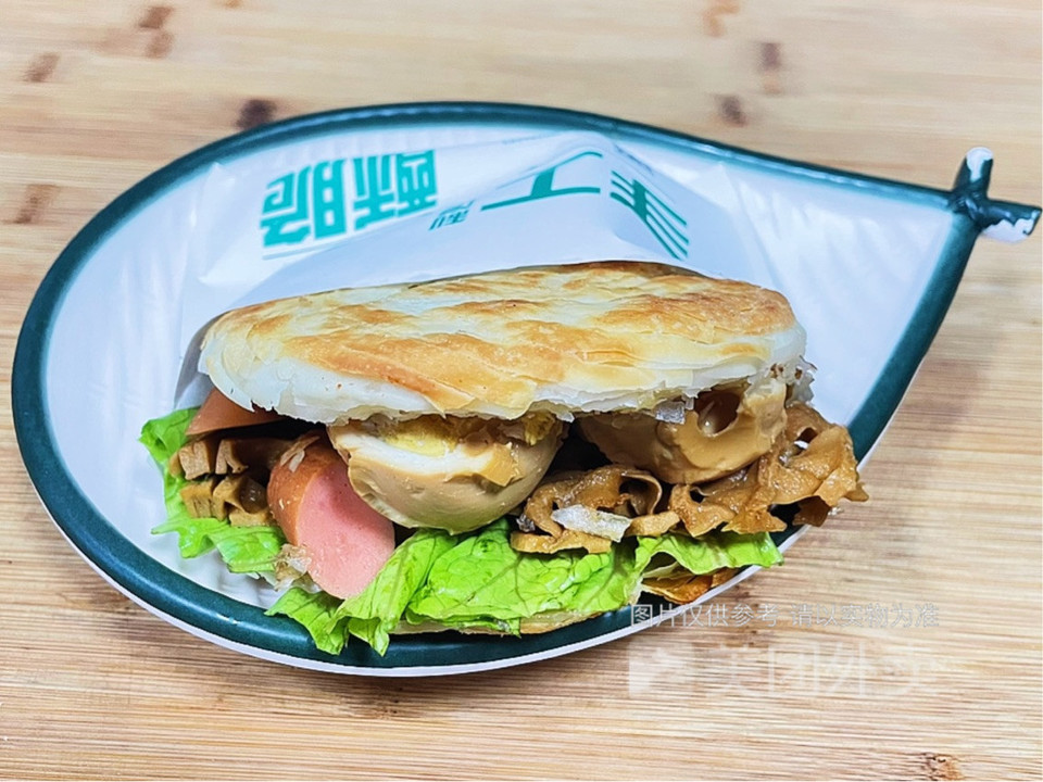 花干鸡蛋火腿夹馍图片