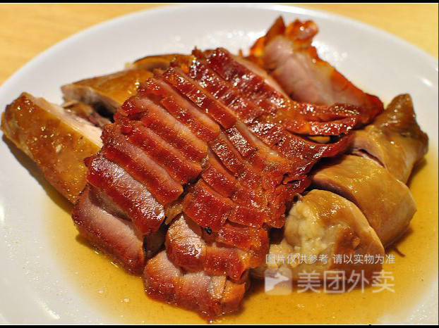 蜜汁叉烧拼酱油鸡拼烧鹅饭图片