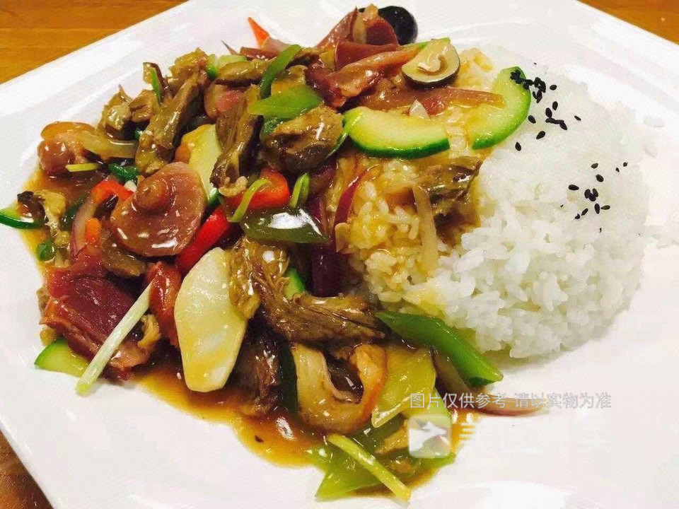爆炒猪肝盖饭图片