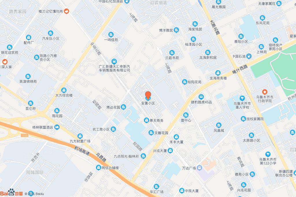 怎么去,怎么走,在哪,在哪里,在哪儿):乌鲁木齐市新市区厦门街与科技园