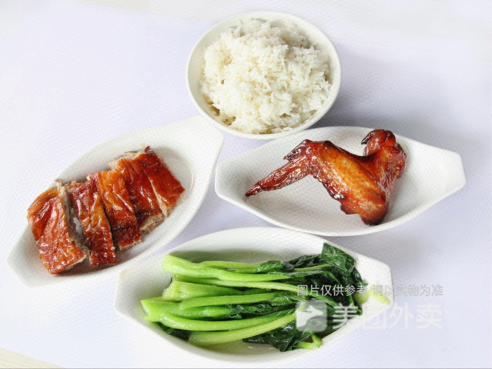 脆皮烧鸭拼鸡翅饭图片