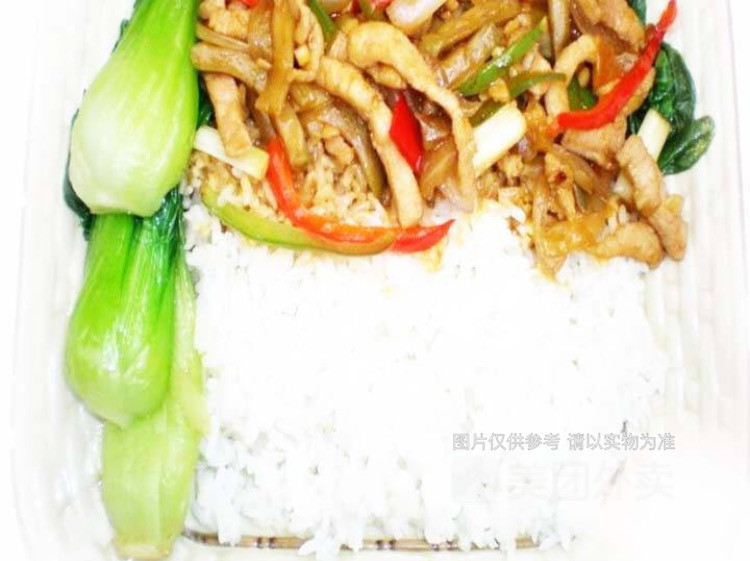 青菜肉丝盖浇饭图片