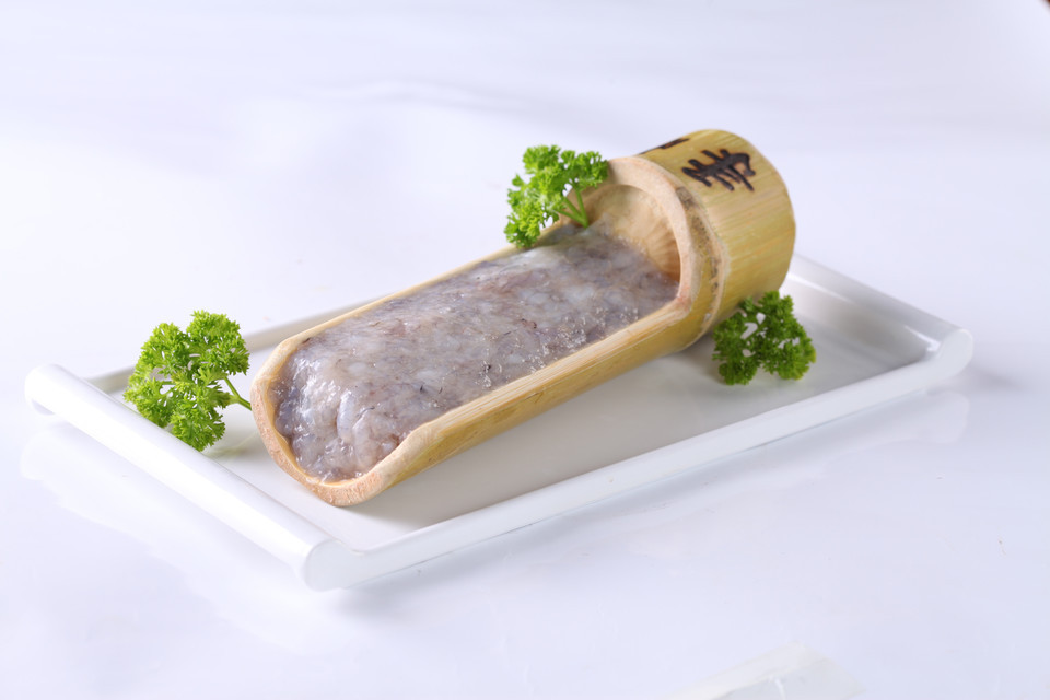 柔时竹筒虾滑图片