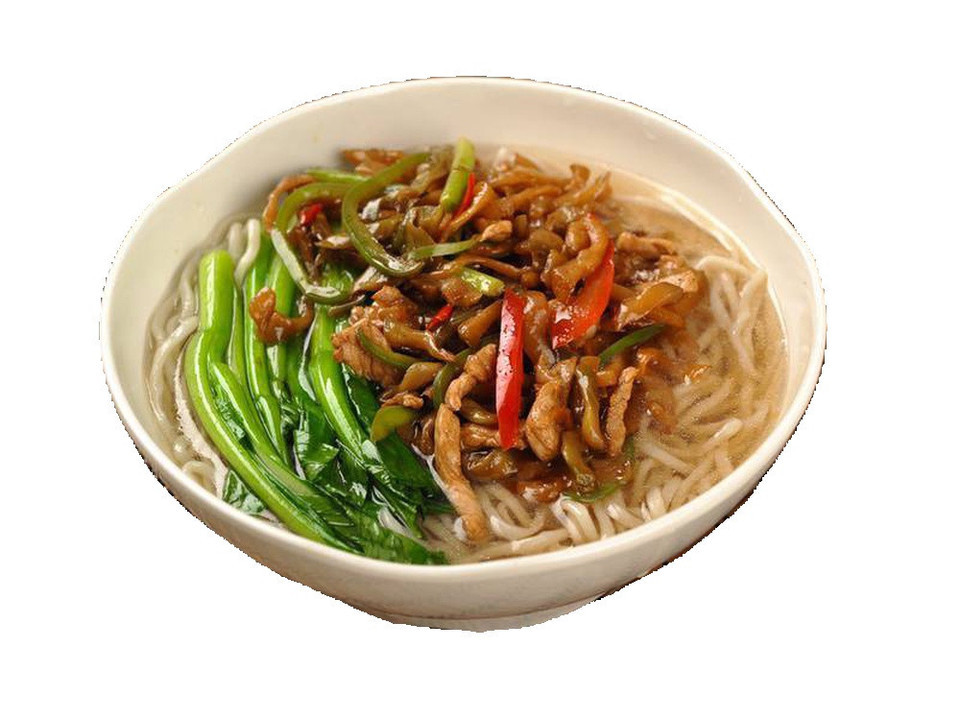 青椒肉丝汤面图片