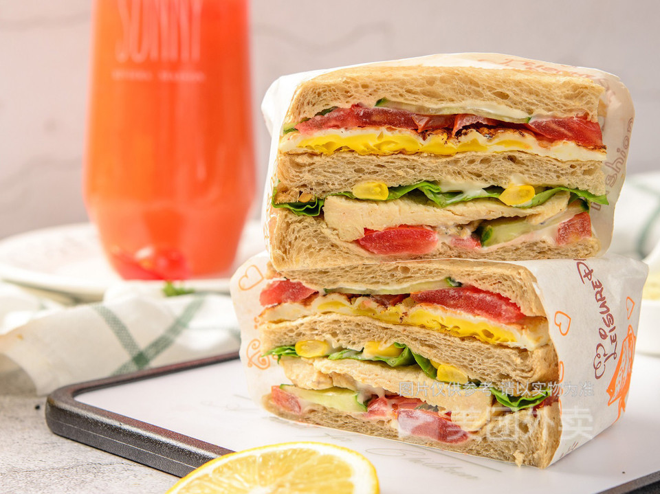 头牌黑椒牛排全麦三明治图片