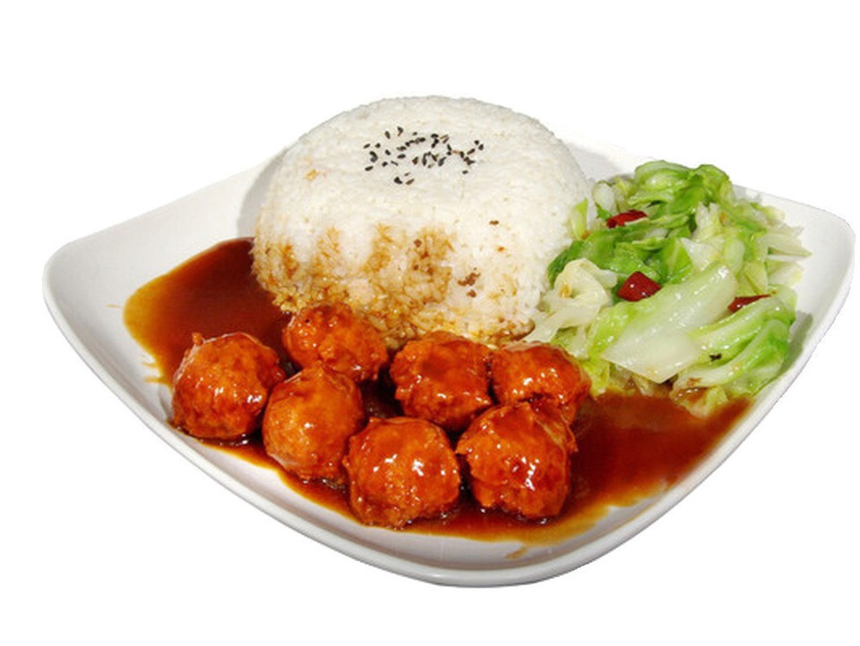 红烧狮子头盖饭图片