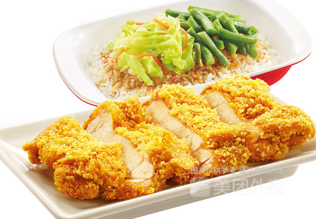 酥嫩鸡腿排饭图片