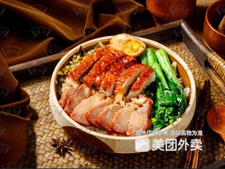 脆皮烧鸭拼叉烧饭图片