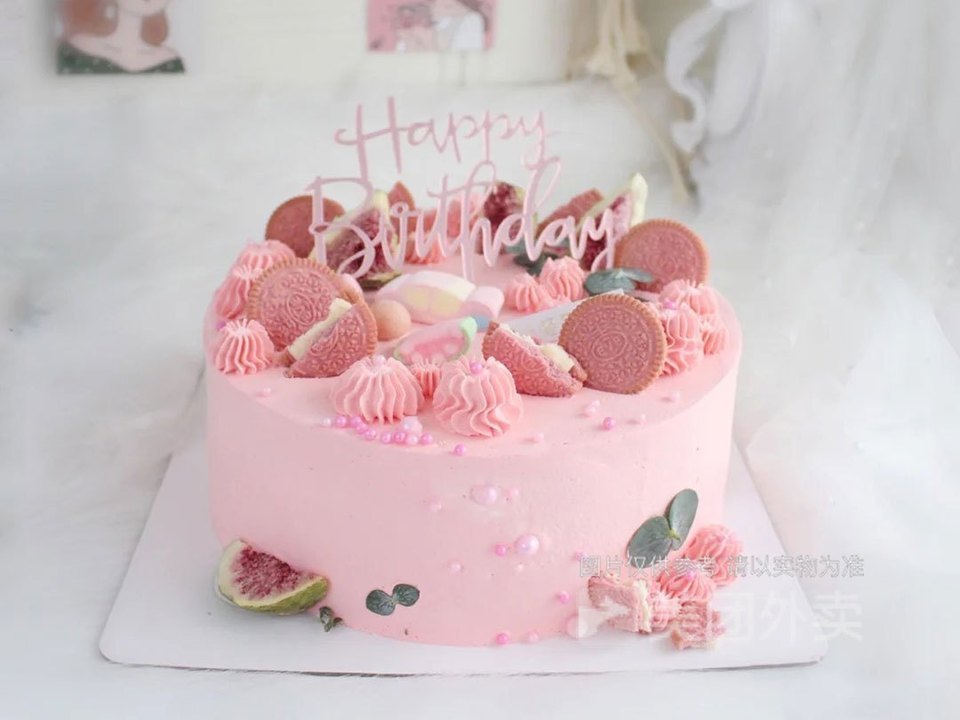 粉色系少女心樱花奥利奥蛋糕图片